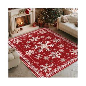 Artoid Mode Red Snowflake Pinecone Winter Area Rug, Christmas Home Decor Low-Profile Non-Slip Washable Large Rug for Living Room Bedroom Farmhouse Dining Room Kids Playroom 5x7 Feet