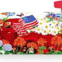 Texupday Patriotic American Red Truck Daisy Floral Memorial Day Mailbox Cover with Magnetic Strip July 4th Mailbox Wraps Post Letter Box Cover Standard Size 21" X 18" for Garden Outdoor Yard Decor