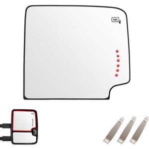 Senzeal Passenger Side Heated Mirror Upper Tow Mirror Glass Replacement for Chevy Silverado 1500 GMC Sierra 1500 2014-2017 Silverado Sierra 2500 3500 HD 2015-2017 Replaces 23444109 (Right Side)