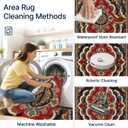 8x10FT Area Rug Boho, Floral Rug for Living Room, Washable Non Slip, Red