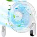 BEESTAR 16 Inch Oscillating Wall Mount Fan, 90 Degree, 3 Speeds, With 6 ft Cord, High Velocity for Bedroom, Home Office, Garage (Remote Control Model), White