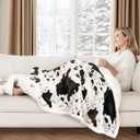 Heated Blanket Throw Electric Blanket with Foot Pocket, GentleSoft Flannel Blanket Throw with 10 Heating Settings,10 Hours Auto Off, Cow Print Cozy Soft, Washable, Warm Gifts (50x62 Inch)