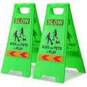 Slow Kids and Pets at Play Sign set of 4