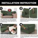 PrinceDeco T Cushion Loveseat Slipcover - 3 Pieces Sofa Cover for 2 Cushion Couch with 2 Individual T Shape Seat Covers Width Up to 76 Inch - Stretch, Machine Washable, Bronze Green