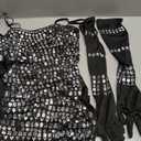 Women's Big Rhinestones Bodycon Sexy Nightclub Party Dress with Long Gloves, L