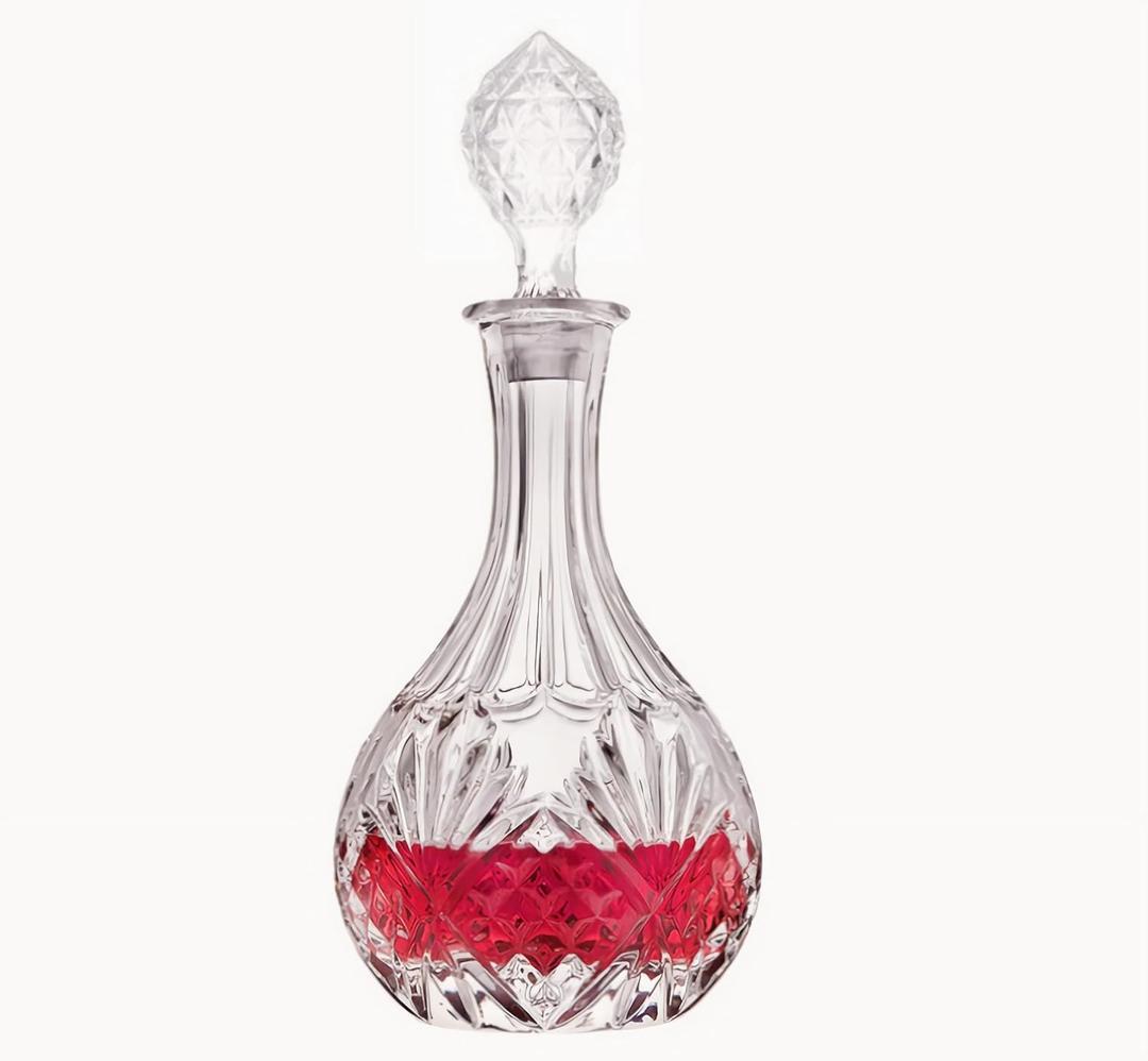 Whiskey Decanter with Airtight Stopper, Liquor Decanter, Lead-Free Crystal Wiskey Brandy Vodka Bourbon Decanter for Gift, Home, Bar, Party Decor, Clear (Ice Flower Wine Bottle)