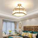 Modern Semi-Flush Ceiling Light Fixture,Decorative Floral Flush Mount Chandelier,Flower Shaped Glass Ceiling Lamp,Close Ceiling Light Fixture for Bedroom Living Room Dining Room, Small