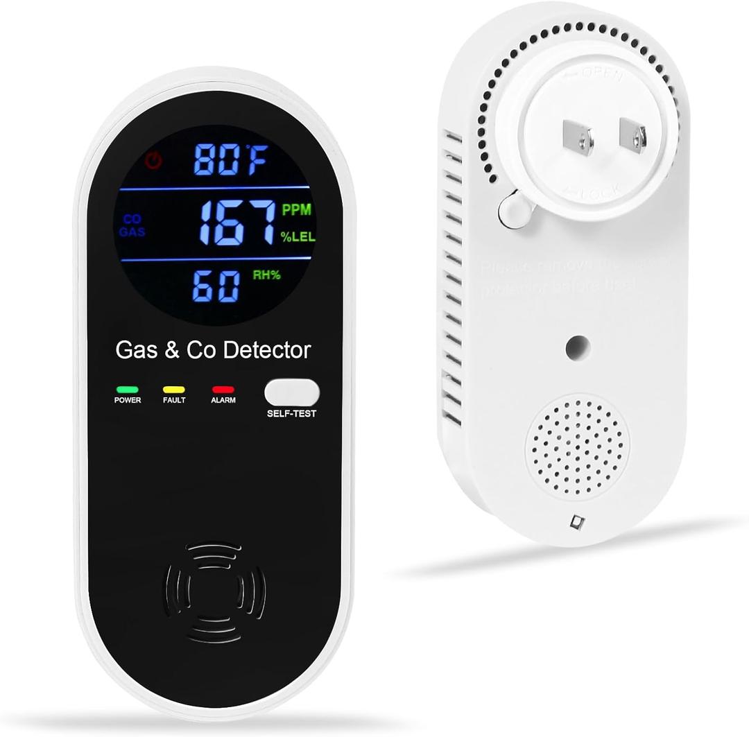 Hembisen Combination Natural Gas Detector & Carbon Monoxide Detector, 4-in-1 Carbon Monoxide Alarm,F & Humidity,Propane,Methane,Gas Detector Alarm & CO Detector for Home,RV,Apartment
