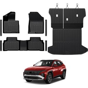 Floor Mats for Hyundai Tucson Hybrid 2022-2026, All Weather Floor Mats Trunk Cargo Liner with Backrest Protectors Accessories, Full Coverage Set (Not fit PHEV)