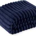 Bedsure GentleSoft Navy Blue Fleece Blanket for Couch - Cozy Soft Blankets for Women, Cute Small Throws for Girls, Navy, 50x70 Inches
