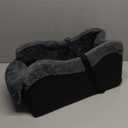 Portable Small Dog Seat for Car, Luxury Center Console Dog Car Seat Booster with Safety Tethers, Anti-Collapse Pet Travel Carseat for SUV, Truck (Black/Grey) (Black/Dark Gery)