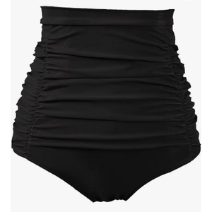 COCOPEAR Women's Ruched High Waisted Bikini Bottom Retro Vintage Swim Short Tankinis, Medium