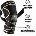JHVW Copper Knee Brace for Women Men 2-Pack, Knee Compression Sleeve with Straps, Knee Braces for Knee Pain, Knee Support for Running Working