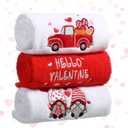 WovWeave 3 Pack Valentine's Day Bath Hand Towels Embroidered 100% Cotton 13.7 x 29.5 in Red Heart Love Bathroom Kitchen Decorations