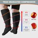3 Pairs Plus Size Compression Socks: Wide calf Compression Stockings for Men Women - Extra Large 20-30 mmHg Compression Hose Support for Travel Nurses Running Pregnancy