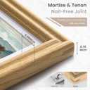4x6 Picture Frame with Mat Adaptable Display Size for 3.5x5, Natural Solid Oak Wood Frame, HD Tempered Glass, Mortise and Tenon Nail Free Joint, Table-top or Wall Display, Horizontally & Vertically
