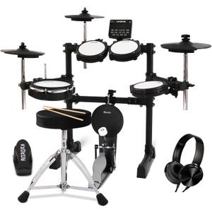 Electronic Drum Set Electric Drum Kit with 4 Quiet Mesh Pads and 6" Kick Drum, 360 Sounds, Headphones, Sticks, Dual Bluetooth function, Suit for Beginner (Bhp70k)