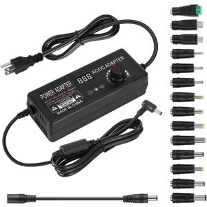 Universal Power Supply Adjustable 3V~12V 12A 144W Variable Switching Power Adapter,3V 4V 5V 6V 7V 8V 9V 10V 11V 12V, Variable DC Power Supply with 14 Tips & Polarity Converter for LED Strip Light Router