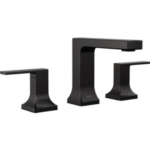 Delta Velum Matte Black Bathroom Faucet 3 Hole, 8 Inch Widespread Bathroom Sink Faucet for Vanity, Metal Push-Pop Drain Assembly, Matte Black 3537LF-BLMPU