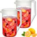 Amazing Abby - Kitchen Party - 2-Quart Plastic Pitcher (2-Pack), Unbreakable Water Pitcher with Lid, BPA-Free, Heat-Resistant, Dishwasher-Safe, Great for Both Iced and Hot Drinks, Indoors and Outdoors