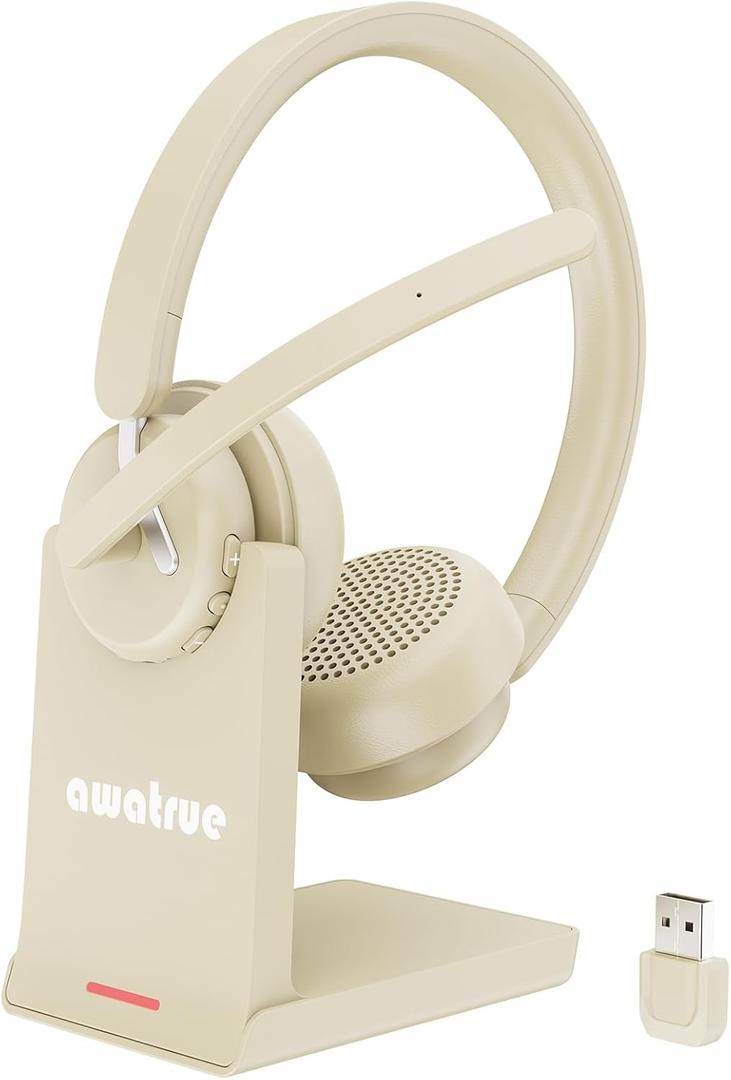 Wireless Headset with Mic for Work, Bluetooth 5.3 Headset with AI Noise Cancelling Microphone & Call Reminder, Wireless Headphone with Voice Assistant for PC/Computer/Remote Work/Call Center/Zoom
