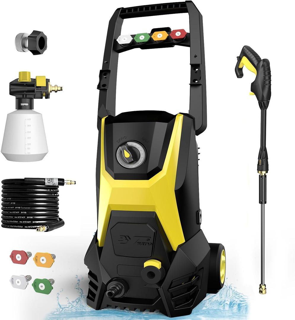 Electric Pressure Washer, 4800PSI Max 3.0 GPM Power Washer with 20FT Hose, 35FT Cord, 4 Nozzles Foam Cannon High Pressure Washer for Car Patio Garden (Black)