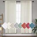 Cream Linen Back Tab Curtains 68 Inches Long for Living Room 2 Panels Rod Pocket Neutral Modern Farmhouse Window Curtain Privacy Semi Sheer Natural Linen Drapes Rustic Pinch Pleated Look Curtain Ivory