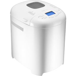 Amazon Basics Programmable Bread Maker, 2 Pound Non-Stick Automatic Bread Making Machine, 14 Settings for Breads, Doughs, Gluten-Free Options, ExpressBake, 3 Crust Colors, LCD Display, White