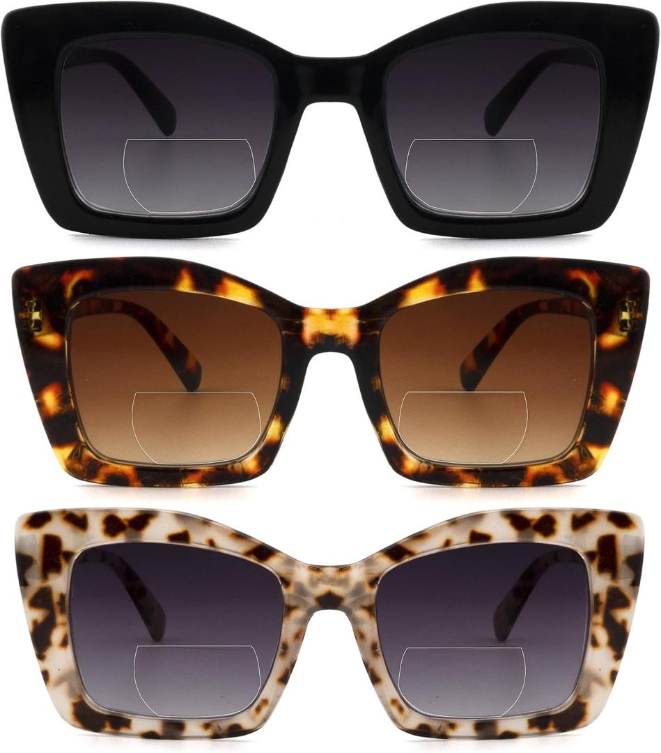 Oversized Square Bifocal Reading Sunglasses Oprah Style Bi-focal Sunglasses Reader Large Dual Focal Sun Readers
