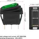 X AUTOHAUX Interior AC 250V/20A LED Rocker Switch On-Off 3 Pins Toggle Switch Waterproof for Caravan Camper Dashboard Green