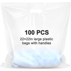 Maitys 100 Pcs 22"x22" Clear Plastic Bags with Handles Large Merchandise Shopping Bags for Small Business, Retail, Boutique Stores, Gifts