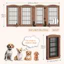 HOOBRO 4 Panels Dog Gate Indoor with Door, 32.7'' Tall Freestanding Pet Gate with 2 Support Feet, Foldable Dog Fence for Doorways, Stairs, Wooden Pet Puppy Safety Fence, Walnut BH86PP03N1