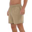 ODODOS Men's Athletic Shorts with Pockets 5" Quick Dry Lightweight Workout Gym Running Shorts, Tan, Small