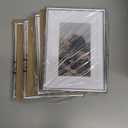 5x7 Picture Frame Set of 4, Matted Silver Simple Modern Brushed Thin Aluminum Metal Photo Frame Fits 3x5 and 4x6 with Mat or 5 x 7 without Mat . Vertical and Horizontal for Tabletop and Wall Mounting