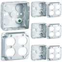 4 Set 4  4" Electrical Junction Box with Cover Electrical Metal Outlet Box, 21.0 Cu. in. Capacity Receptacle Exposed Work Cover, 1-1/2'' Deep(Double Duplex)