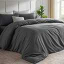 Oversized King Duvet Cover 120"x98", Only 1 Piece Extra Large Ultra Soft Microfiber Grey Duvet Cover for All Season Zipper Closure, 8 Corner Ties(1 Pc, Grey, Super King 120x98 inches)
