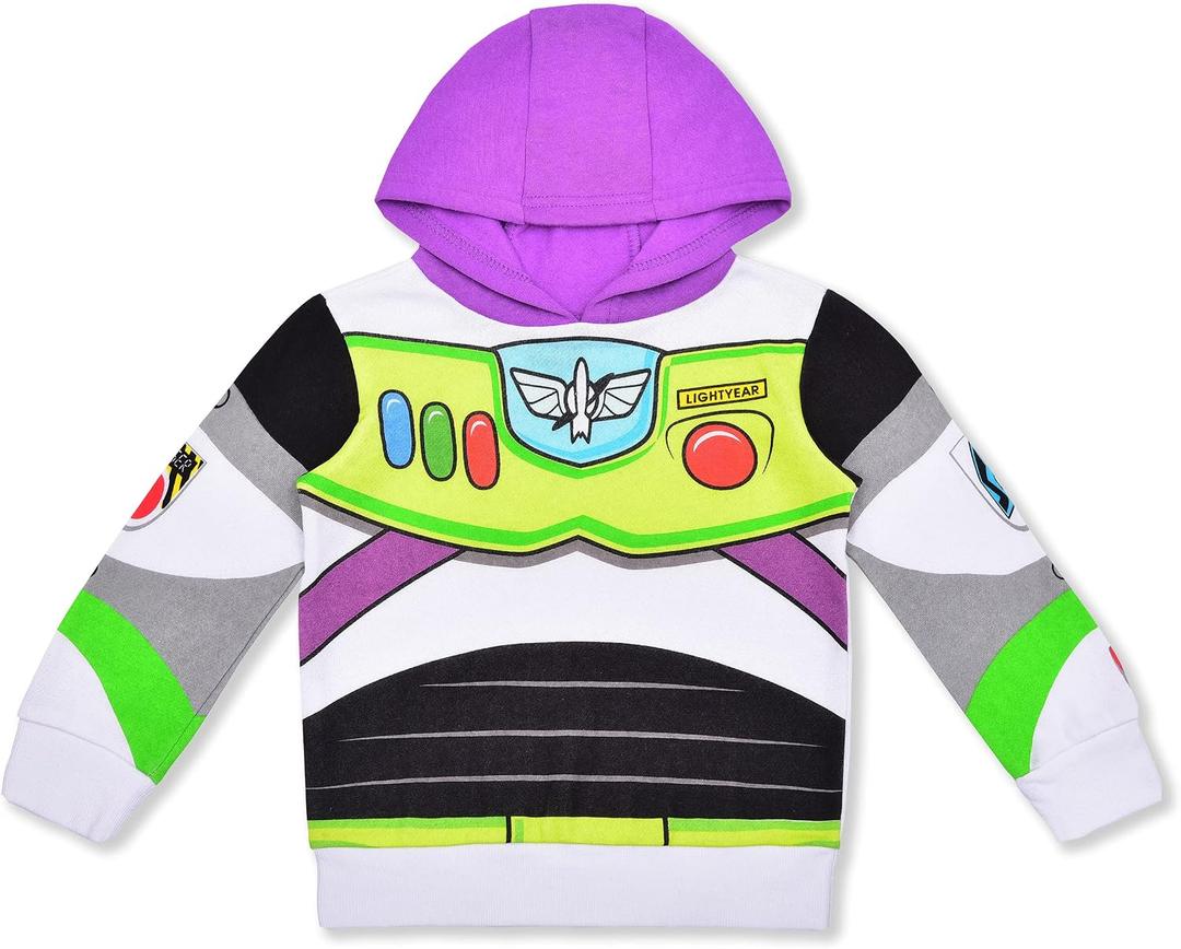 Disney Boy's Buzz Lightyear Pullover Fashion Hoodie, Toy Story Outfit, Size 3T White
