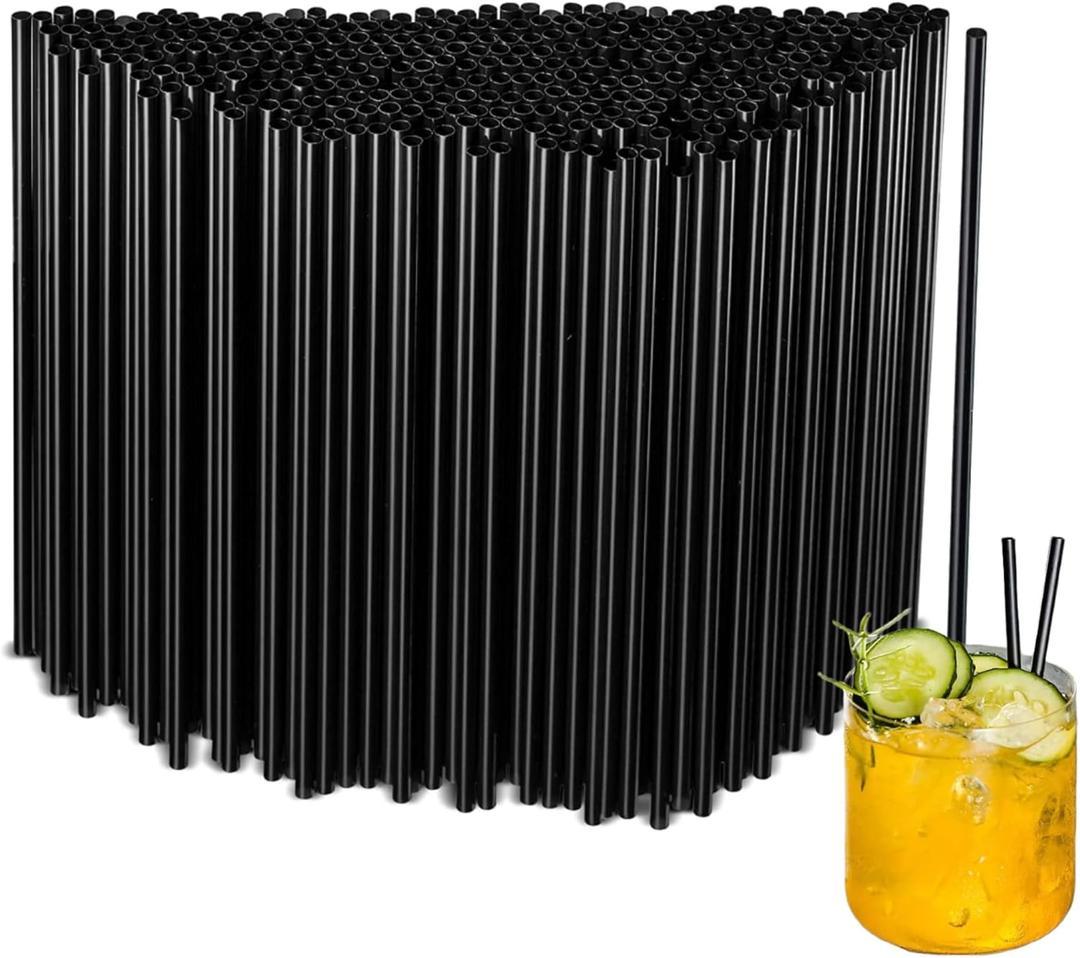 500Pcs Black Disposable Straws5.12 Straight Flat Straw,0.16 Diameter, For Kitchen,Bar,Club,Drinks, Milk, Soda, Party, Whiskey (500, 5.12'')