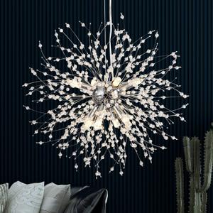 SineRise Modern Crystal Chandeliers Firework, Crystal Light Fixture, Dandelion Chandelier (8-Light, Chrome) for Foyer Hallway Entryway Kitchen Bedroom (Bulbs Not Included)