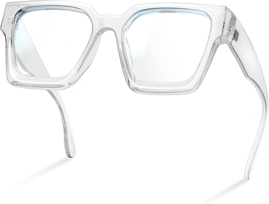 livho Oversized Blue Light Blocking Glasses for Woman and Men - Rectangle Fashion Glasses for Computer, Chic Preppy Frame (Clear)