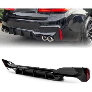 Rear Diffuser for BMW 5 Series G30 G31 G38 2017-2023 M Sport M5 Style | NOT Fit Rectangle Exhaust Tips On M550i Model Gloss Black Rear Lower Lip