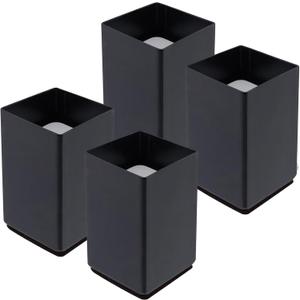 Square Steel Furniture Riser 4Pcs Black, 1.97-2.75 Inch Rising Height, Fit 1.5 Inch Leg, Supports 4000 lbs Heavy Duty Furniture Feet Lifter with Felt Pad for Under Bed Storage Desk Sofa Chair