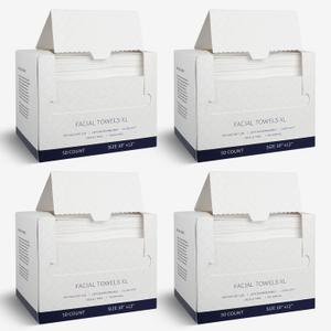 Face Towels Disposable, 12” x 10” Biobased Facial Towelettes, Large Soft & Thick Dry Wipes for Gentle Skincare, Face Washing & Makeup Removal, Lint-Free Clean Facial Towels, 50 Count