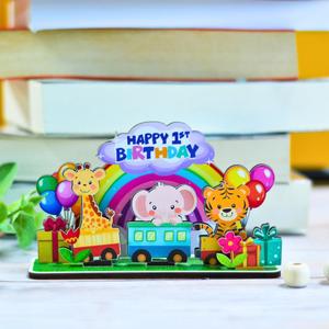 2 x BlinkWishes First Birthday Gifts, Baby 1st Birthday Wooden Decor, 3D Pop-Out Card Alternative, Laser-Cut Wood Tabletop Keepsake, Freestanding Tiered Tray Ornament, Gift for Baby Girls Boys