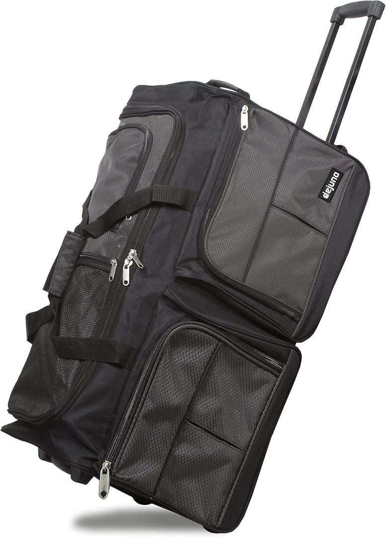 Dejuno 28-Inch Rolling Duffle Bag, Charcoal, Large