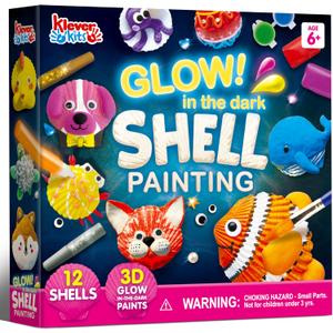 Klever Kits 12 Glow in The Dark Sea Shell Painting Kit-Arts & Crafts for Boys and Girls Ages 6-12, Art Supplies, Kids Craft Paint Kits, Creative Art Toys for Birthday Party Gift, Small