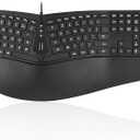 Perixx PERIBOARD-330B, Wired Ergonomic Keyboard with Adjustable Wrist Rest, Illuminated Keys, and Membrane Low Profile Keys, 2 Extra USB Ports, US English Layout
