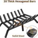 AMAGABELI GARDEN & HOME Fireplace Grate 30 inch Fire Pit Grate Fire Place Log Holder Wrought Iron Heavy Duty Solid Steel Indoor Outdoor Camping Hearth Firepit Firewood Wood Burning Rack Stove