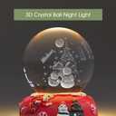 L LOHAS LED 3D Crystal Ball Night Light-Laser Engraved Snowman | Red Holiday Base, Cute & Funny Christmas Night Light for Kids, 3000K Warm White for Christmas Party Decor