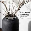13.8 Inch Tall Matte Black Ceramic Vase, Large Textured Charcoal Black Decorative Vase for Pampas Grass, Flowers or Greenery, Modern Rustic Tabletop Accent for Entryway Living Room Mantel